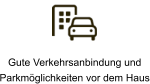 Gute Verkehrsanbindung und  Parkmöglichkeiten vor dem Haus